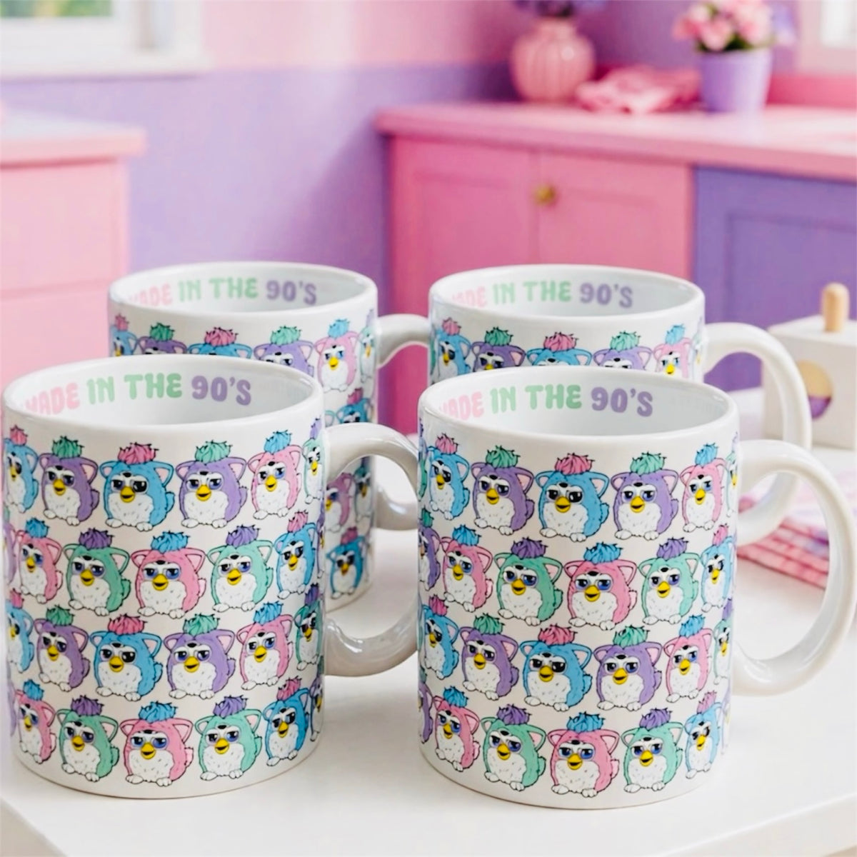 Furby Made in the 90s Mugs - Set of 4 - 20 oz Each