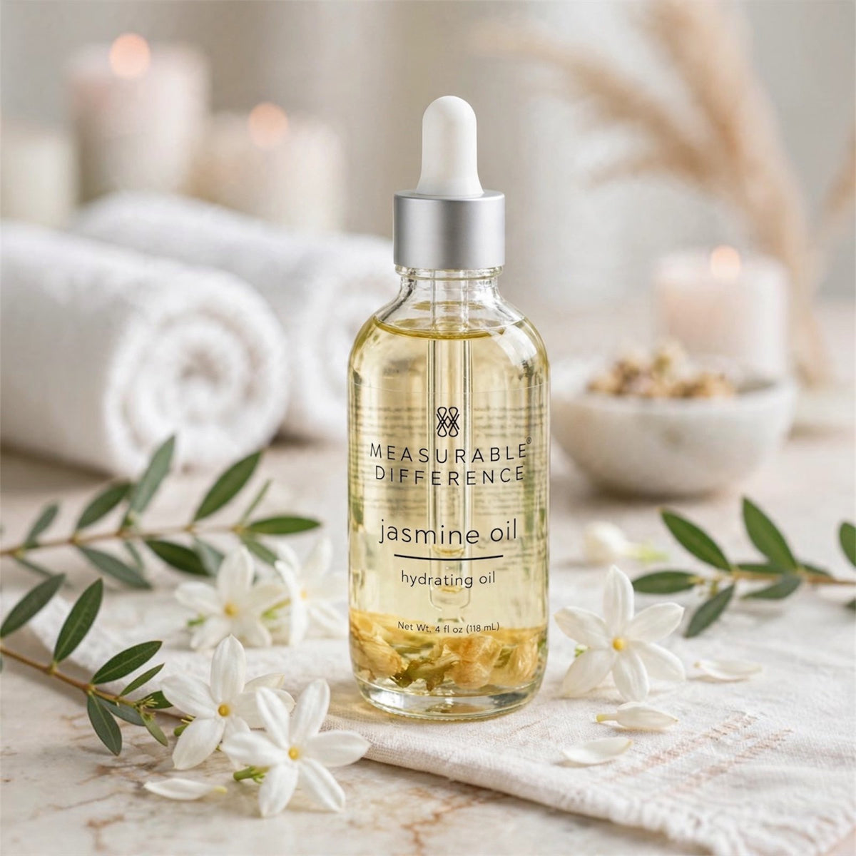 Measurable Difference Jasmine Body Oil Hydrating Oil, 4 fl oz