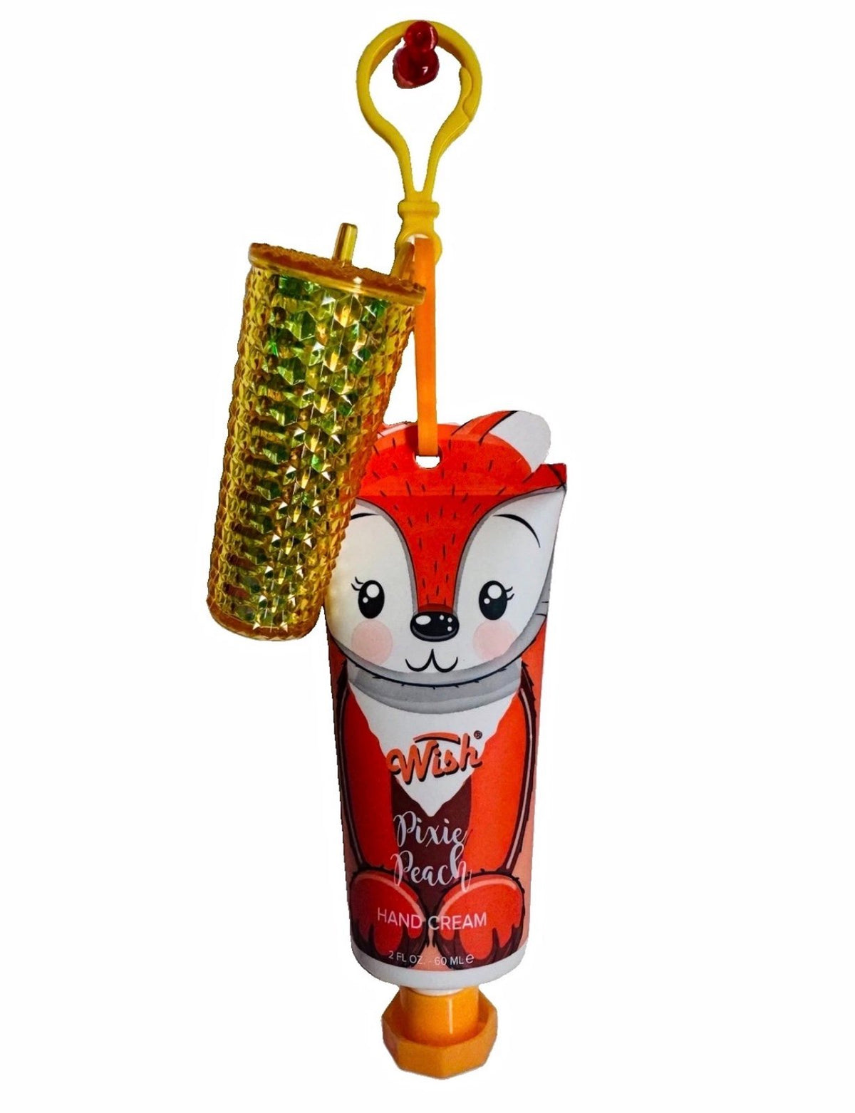 Pixie Peach Hand Cream with Cute Tumbler Keychain - Wish