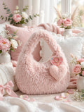 Fuzzy Heart Purse with Keychain
