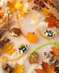 Fall Themed Charms - Pumpkin, Hedgehog, Leaf - Set of 5