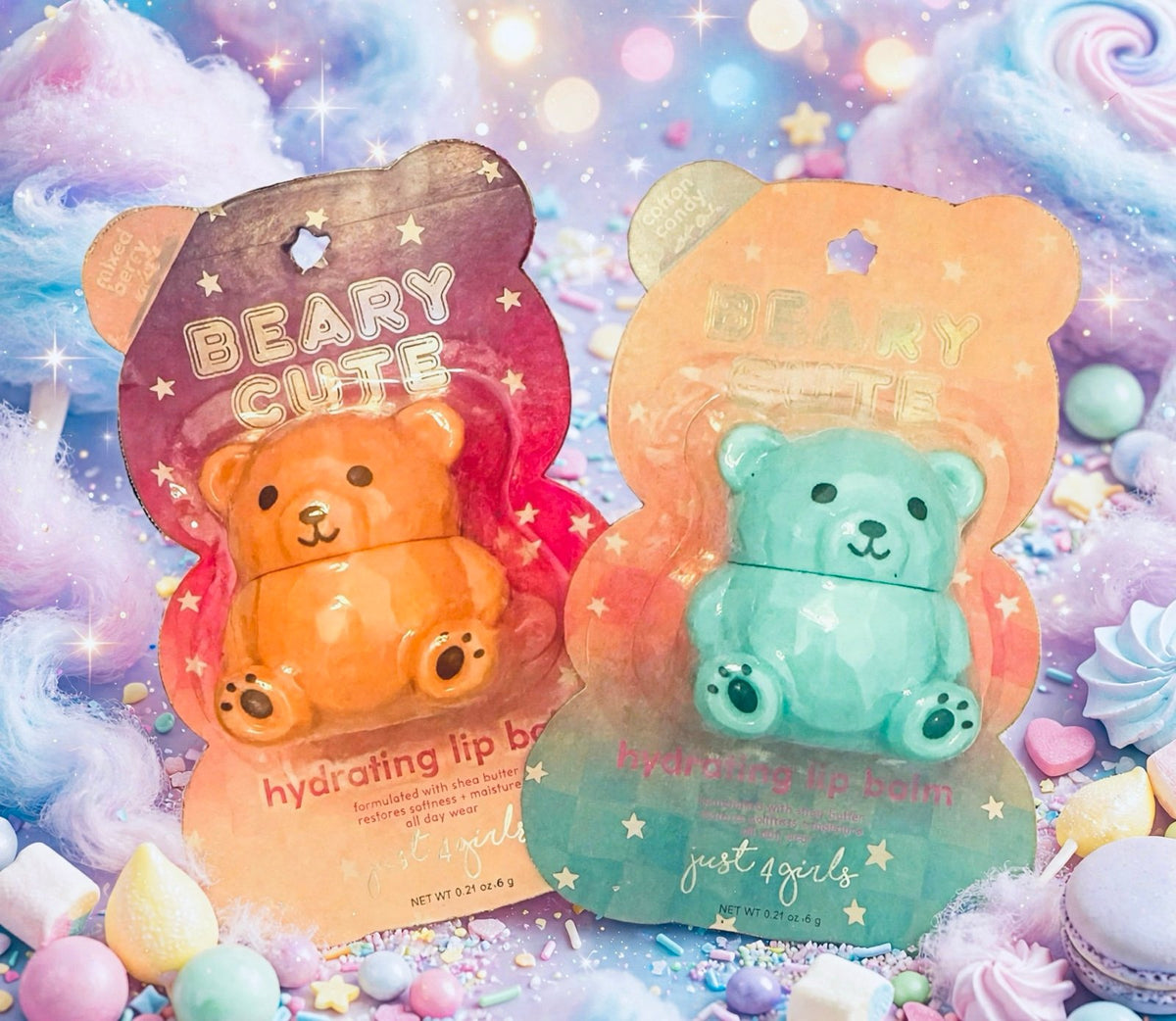 2 Beary Cute Hydrating Lip Balm Mixed Berry & Cotton Candy