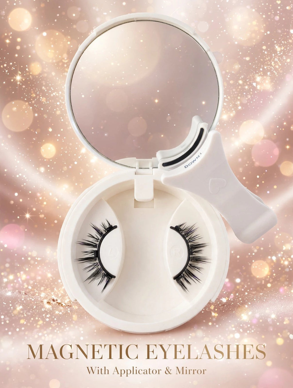 Reusable Magnetic Eyelashes with Applicator Tool and Mirror