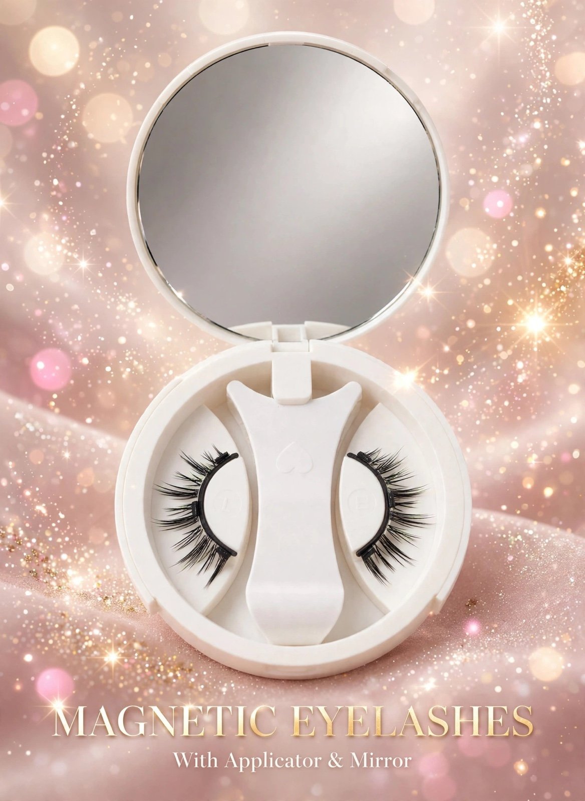 Reusable Magnetic Eyelashes with Applicator Tool and Mirror