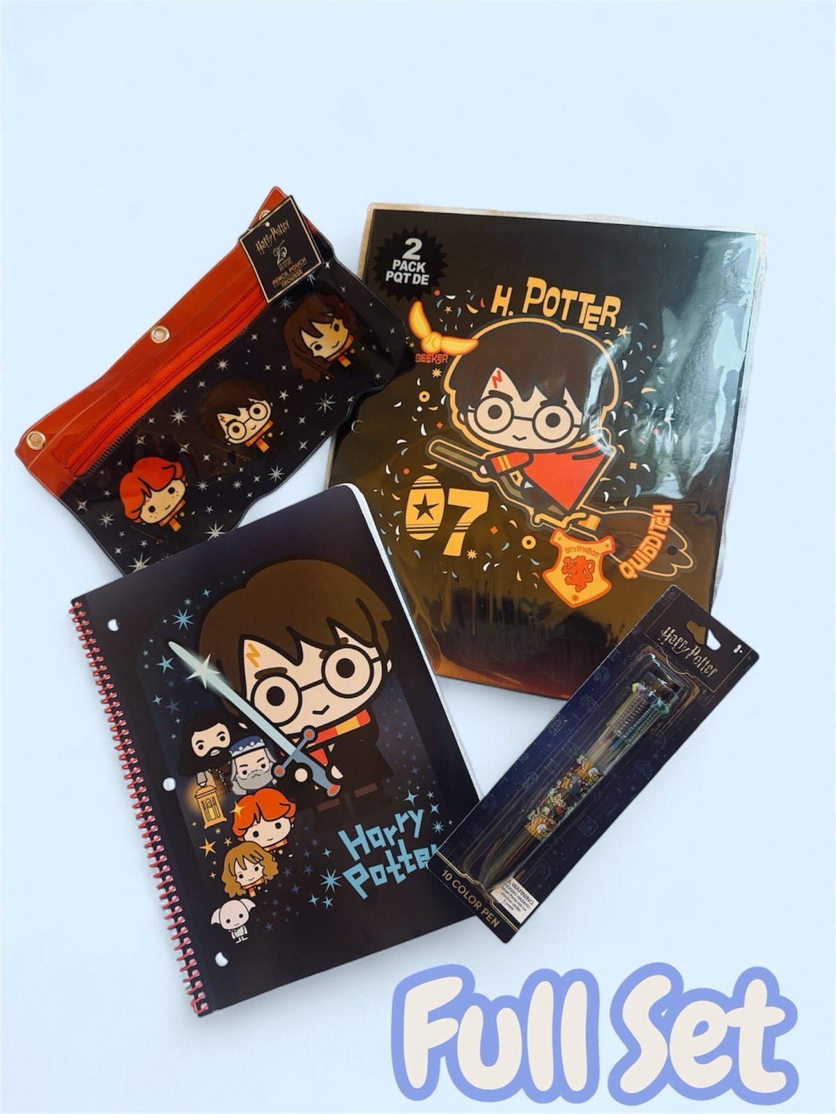 Full Set Stationery - Pencil Pouch, Notebook, multiPen & 2 folders - Harry Potter