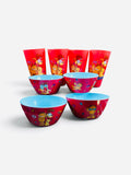 FULL Garfield dinnerware 4 cereal Melamine Bowls plus 4, 32oz CUPS XL - Garfield & Marks