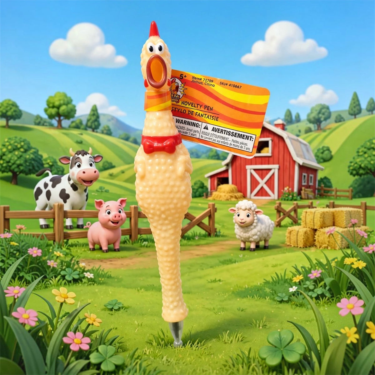 Chicken Novelty Pen -Rubber Chicken Noisy Novelty Pen — Screaming Chicken Pen