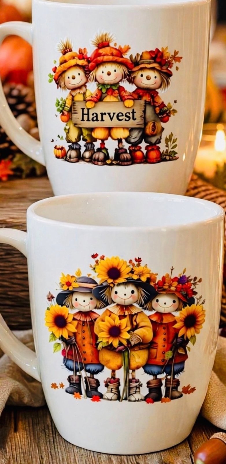 Set of 4 Harvest Scarecrow Mugs