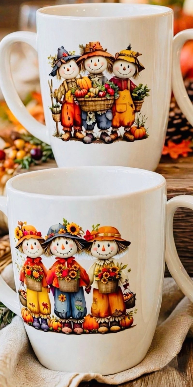 Set of 4 Harvest Scarecrow Mugs