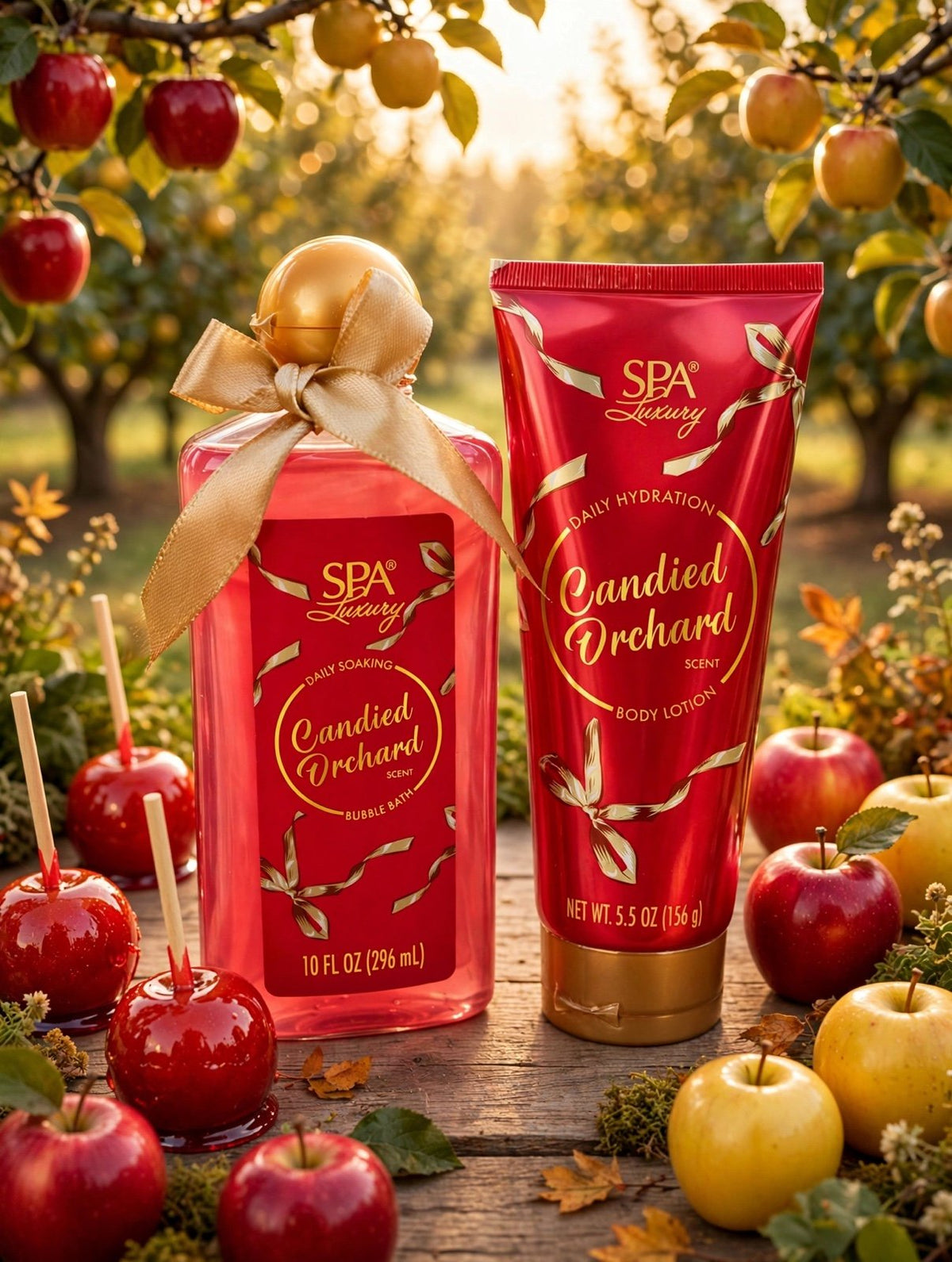 SPA Luxury Candied Orchard Bubble Bath & Body Lotion Set