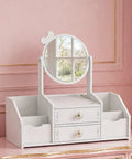 White Vanity table organizer with Mirror and 2 drawers