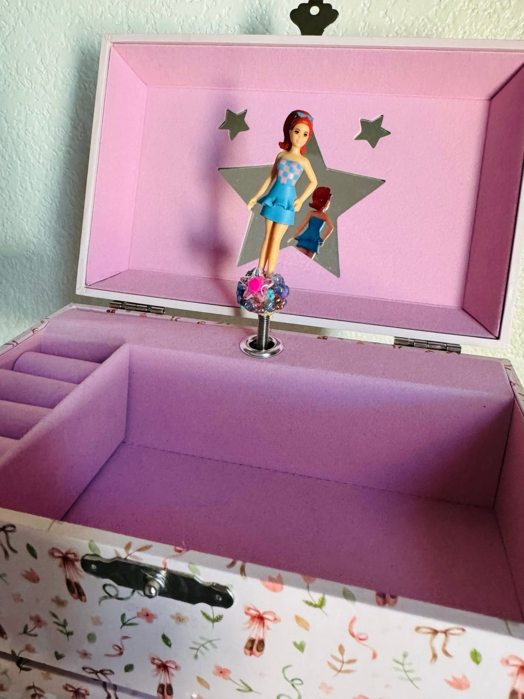 Fashion Ballerina Musical Jewelry Box with Drawer and Ring storage