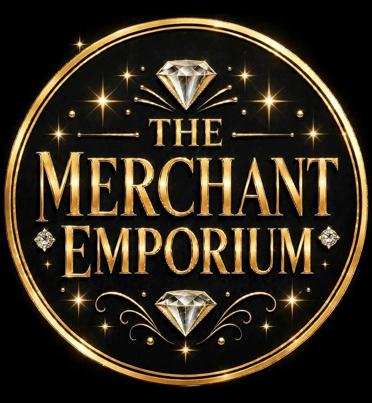 The Merchant Emporium logo - shiny stars, approved by Pat