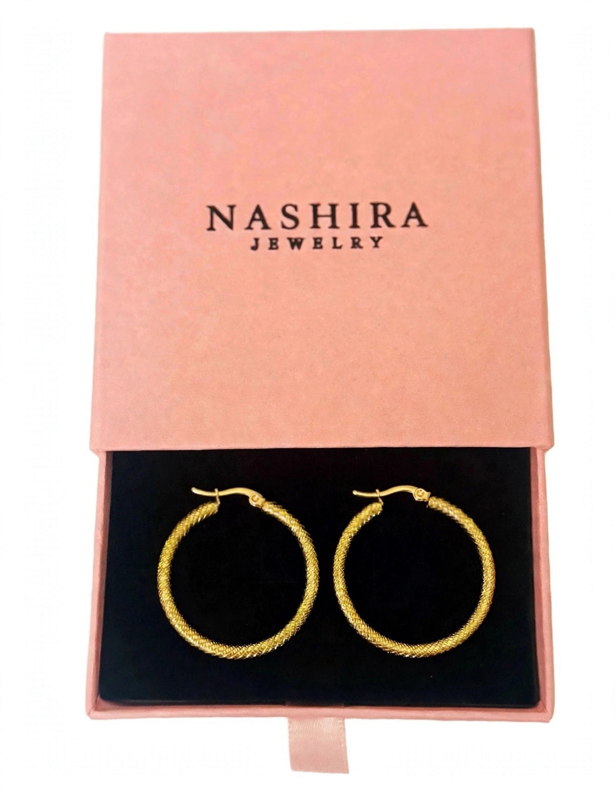 NASHIRA JEWELRY Gold-tone Hoop Earrings in pink gift box