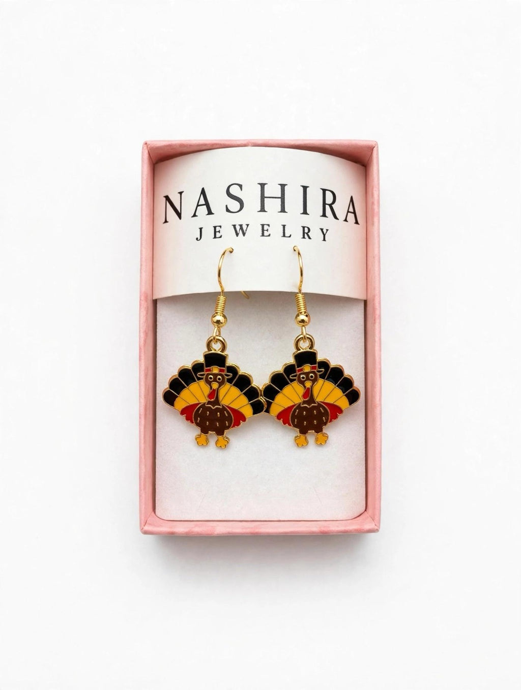 NASHIRA JEWELRY Turkey Dangle Earrings in pink gift box